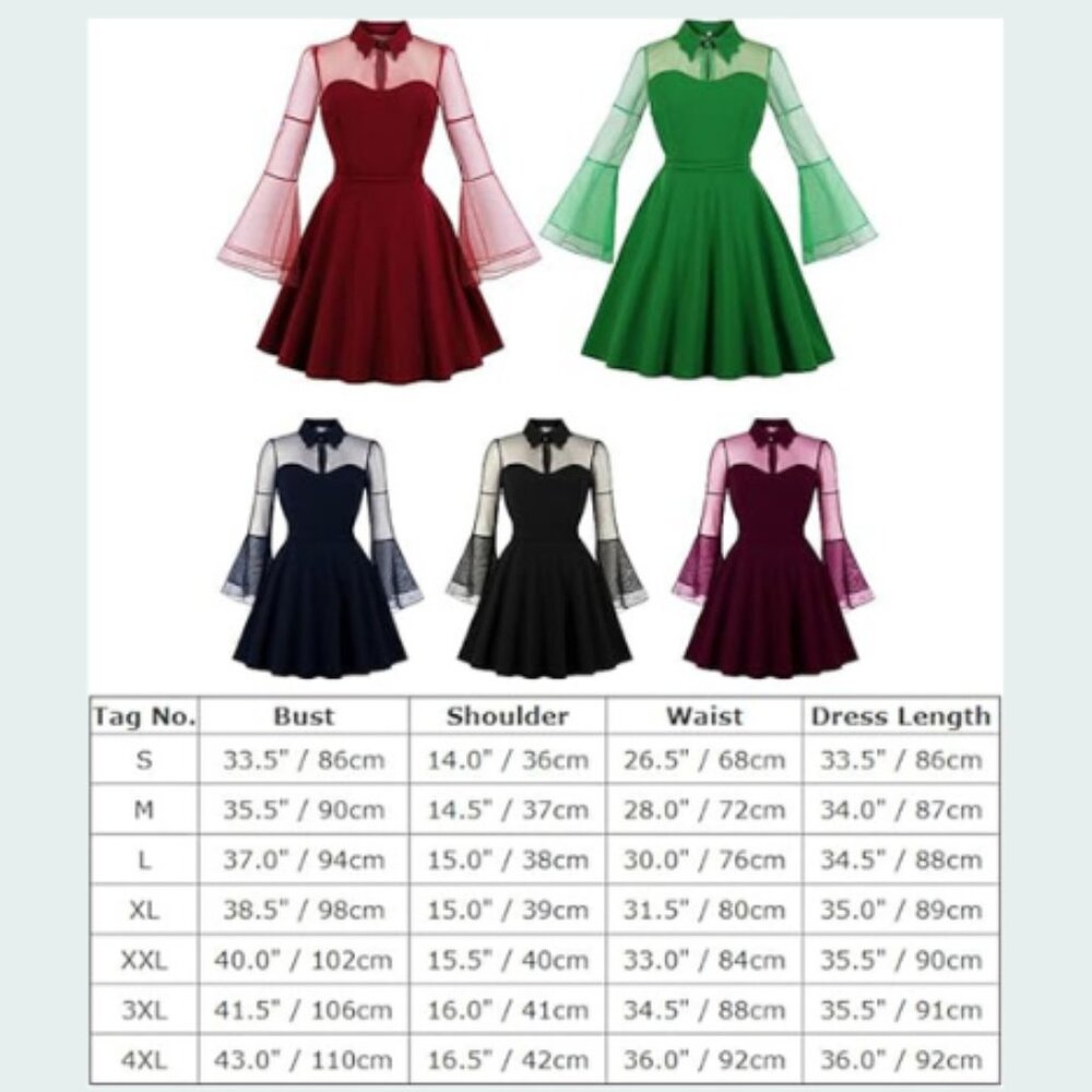 Women's Vintage Polka Dot 1950s Audrey Retro Rockabilly Dress Swing Dress, Black - Picture 7 of 7